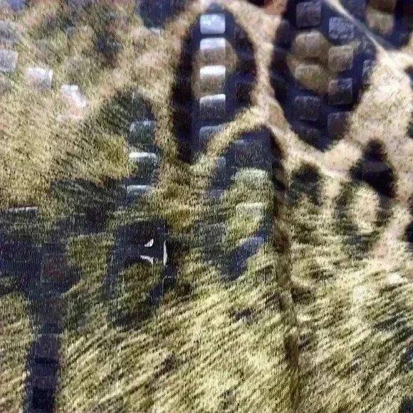 Exclusively Misook Green Leopard Jacket Full Zipper Front Size M - Picture 7 of 7